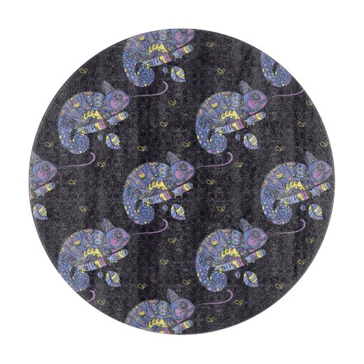 Zentangle Eidechse Schneidebrett (Vorderseite)