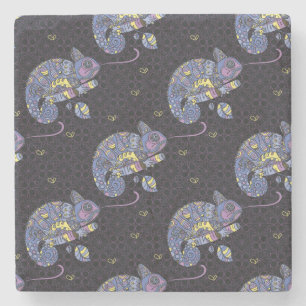 Zentangle Eidechse Steinuntersetzer