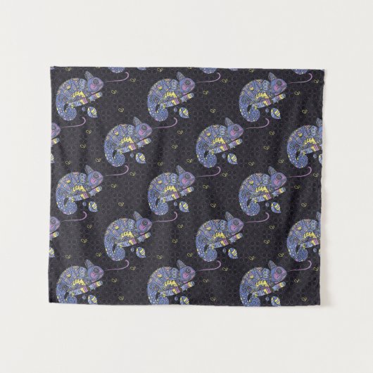 Zentangle Eidechse Wandteppich (Vorderseite (Horizontal))