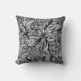 Zentangle flower and paisley doodle design kissen