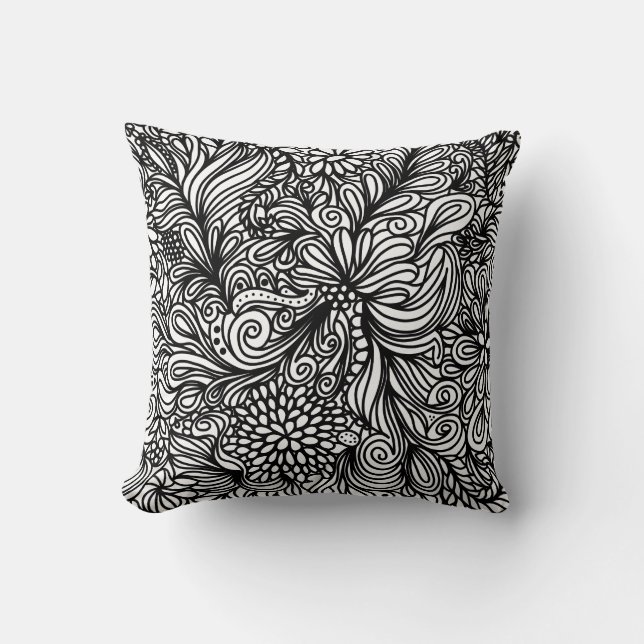 Zentangle flower and paisley doodle design kissen (Vorderseite)