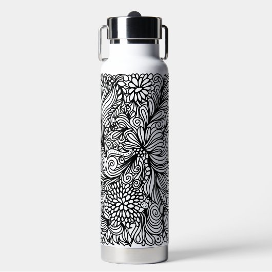Zentangle flower and paisley doodle design trinkflasche (Vorderseite)