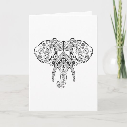 Zentangle Inspiriert Elephant Karte (Vorderseite)