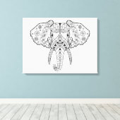 Zentangle Inspiriert Elephant Leinwanddruck (Insitu (Holzboden))