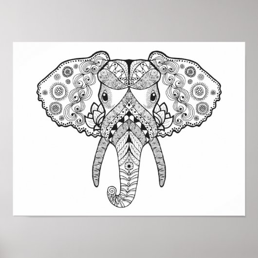 Zentangle Inspiriert Elephant Poster (Vorne)