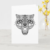 Zentangle Inspiriert Wolf Karte (Gelbe Blume)