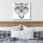 Zentangle Inspiriert Wolf Leinwanddruck (Insitu (Schlafzimmer))
