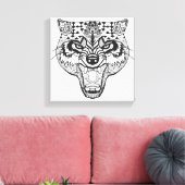 Zentangle Inspiriert Wolf Leinwanddruck (Insitu (Wohnzimmer))