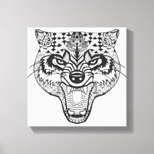 Zentangle Inspiriert Wolf Leinwanddruck