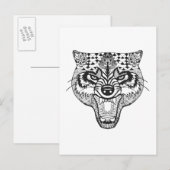 Zentangle Inspiriert Wolf Postkarte (Vorne/Hinten)