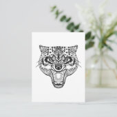 Zentangle Inspiriert Wolf Postkarte (Stehend Vorderseite)