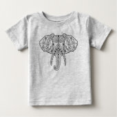 Zentangle inspirierte Elefanten Baby T-shirt (Vorderseite)