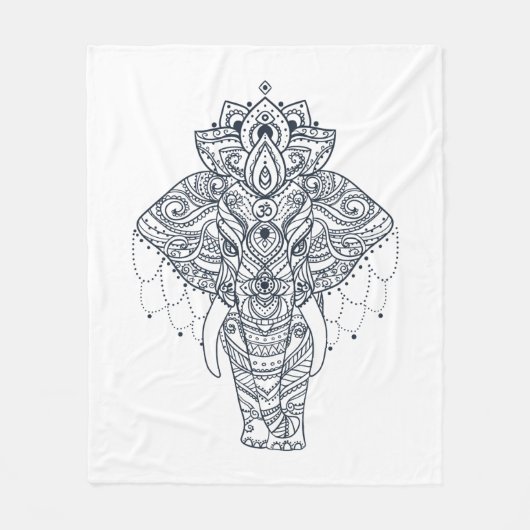 Zentangle inspirierte Elefanten Fleecedecke (Vorderseite)