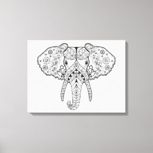 Zentangle inspirierte Elefanten Leinwanddruck