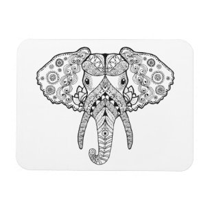 Zentangle inspirierte Elefanten Magnet