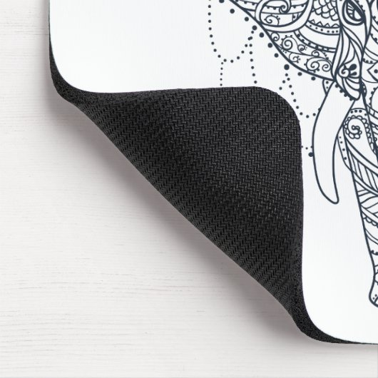 Zentangle inspirierte Elefanten Mousepad (Ecke)