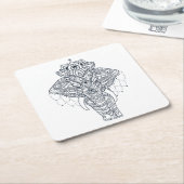Zentangle inspirierte Elefanten Rechteckiger Pappuntersetzer (angewinkelt)