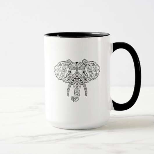 Zentangle inspirierte Elefanten Tasse (Rechts)