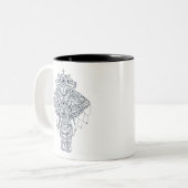 Zentangle inspirierte Elefanten Zweifarbige Tasse (Vorderseite Links)