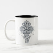 Zentangle inspirierte Elefanten Zweifarbige Tasse (Links)
