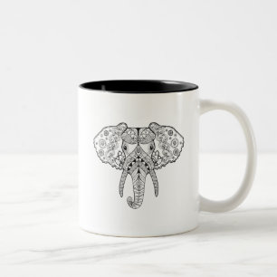 Zentangle inspirierte Elefanten Zweifarbige Tasse