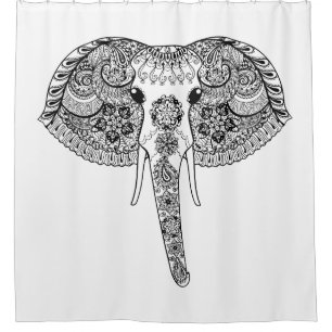 Zentangle inspirierte indischen Elefanten Duschvorhang