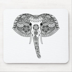 Zentangle inspirierte indischen Elefanten Mousepad