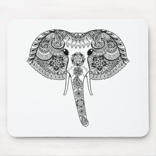 Zentangle inspirierte indischen Elefanten Mousepad (Vorne)