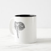 Zentangle inspirierte indischen Elefanten Zweifarbige Tasse (Vorderseite Links)