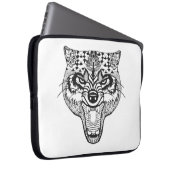 Zentangle inspirierte Wolf Laptopschutzhülle (Vorne Rechts)