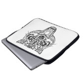 Zentangle inspirierte Wolf Laptopschutzhülle (Vorne Knopf)