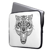 Zentangle inspirierte Wolf Laptopschutzhülle (Vorderseite Links)