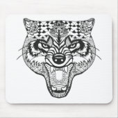 Zentangle inspirierte Wolf Mousepad (Vorne)