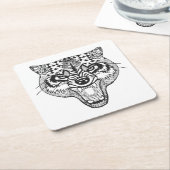 Zentangle inspirierte Wolf Rechteckiger Pappuntersetzer (angewinkelt)