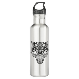 Zentangle inspirierte Wolf Trinkflasche