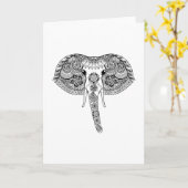 Zentangle Inspirierter indischer Elefant Karte (Gelbe Blume)