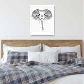 Zentangle Inspirierter indischer Elefant Leinwanddruck (Insitu (Schlafzimmer))