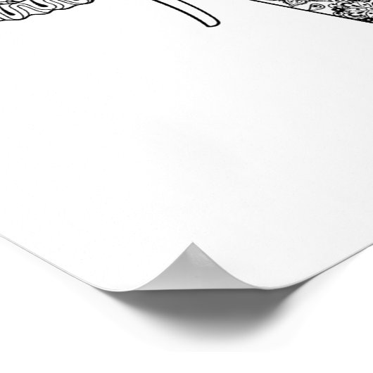 Zentangle Inspirierter indischer Elefant Poster (Ecke)