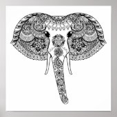 Zentangle Inspirierter indischer Elefant Poster (Vorne)