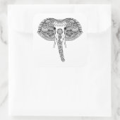 Zentangle Inspirierter indischer Elefant Quadratischer Aufkleber (Tasche)