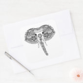 Zentangle Inspirierter indischer Elefant Quadratischer Aufkleber (Umschlag)
