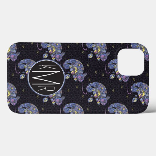 Zentangle Lizard | Monogramm Case-Mate iPhone Hülle (Rückseite (Horizontal))