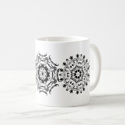 Zentangle Muster Kaffeetasse (VorderseiteRechts)