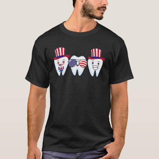 Zentist 4. Juli Zahnarzt Fahne Flag Patriotic Toot T-Shirt (Vorderseite)