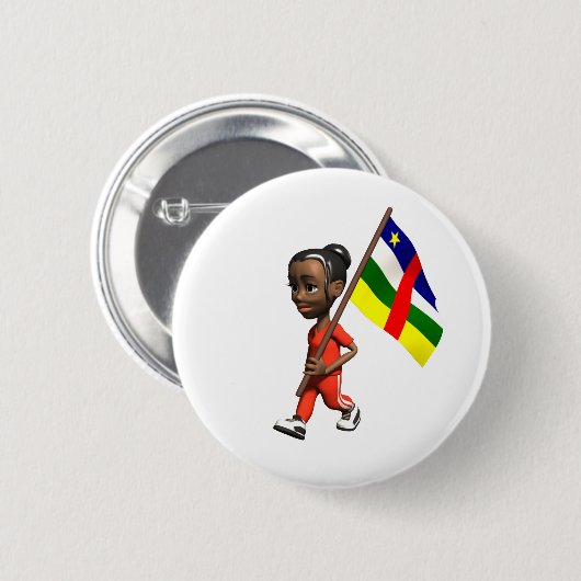 Zentralafrikanisches Mädchen Button (Vorne & Hinten)
