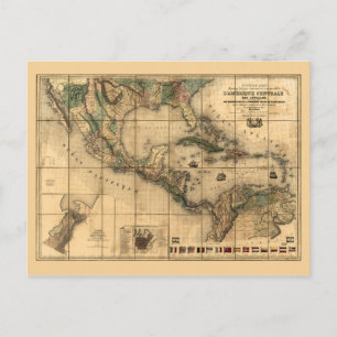 Zentralamerikakarte (1845) postkarte