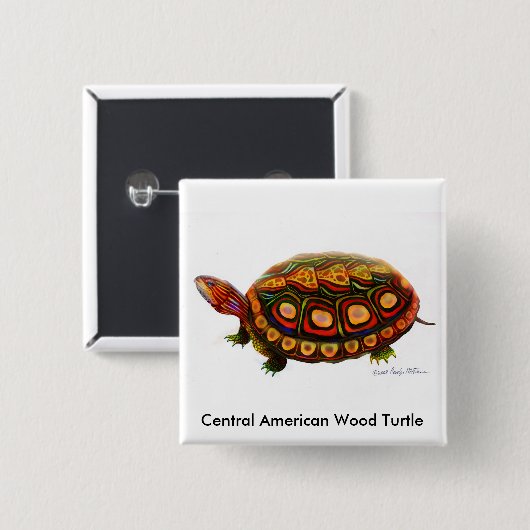 Zentralamerikanisches hölzernes Schildkröte-Button Button (Vorne & Hinten)