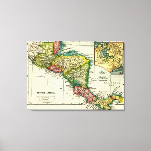 ZentralamerikaPanoramakarte Zentralamerika Leinwanddruck (Vorderseite)