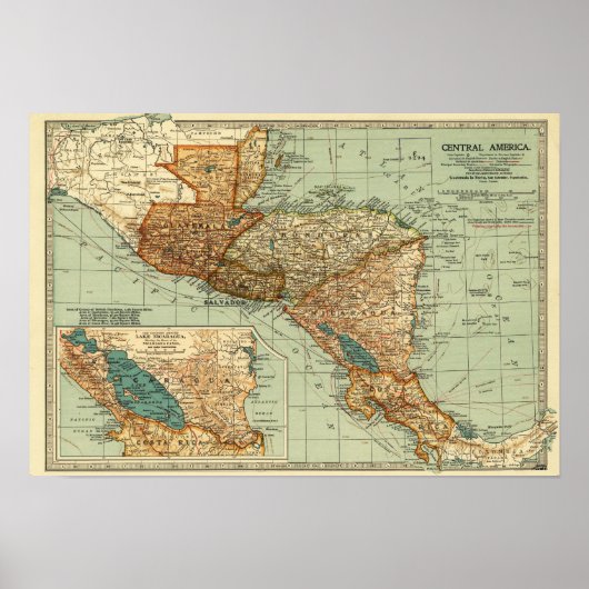ZentralamerikaPanoramakarteMittelamerika 2 Poster (Vorne)