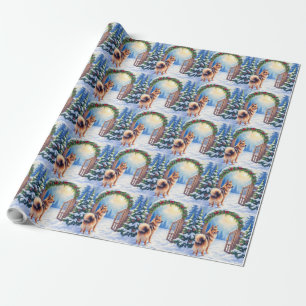 Zentralasiatischer Schäferhund Schneetor Weihnacht Geschenkpapier